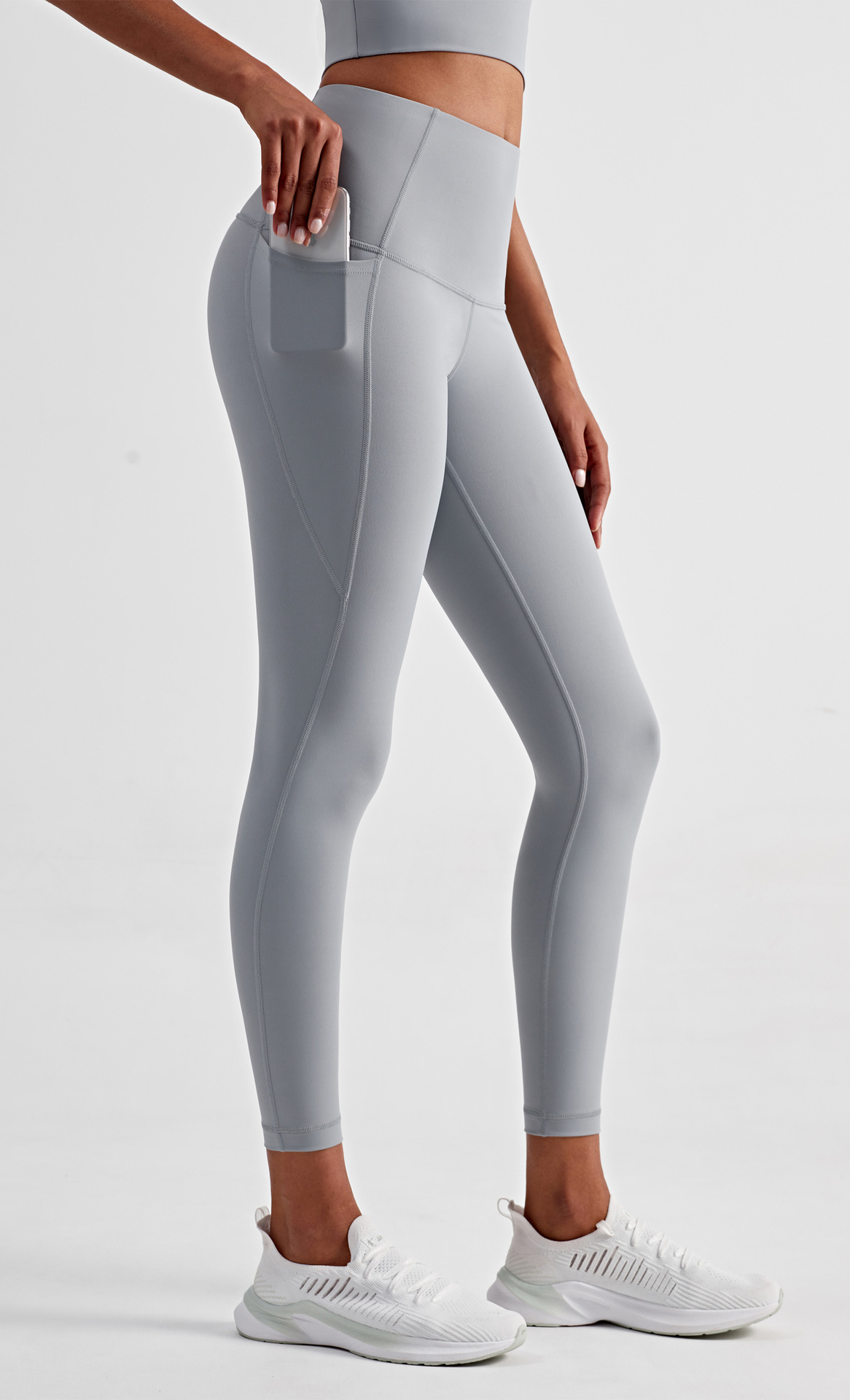 Slim-fit yoga leggings with moisture-wicking properties