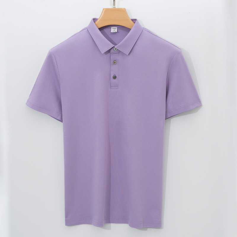 High-end 120-count Double-sided Mercerized Cotton Mens Short-sleeve Polo Shirt