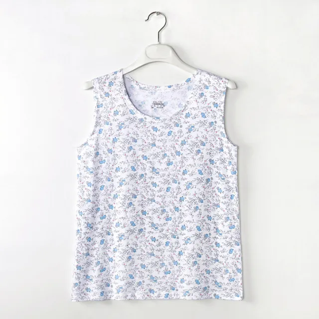 Middle aged And Elderly Vest Print Round Neck Mother's Undershirt Cotton Blueberry - Shop at LoveMi