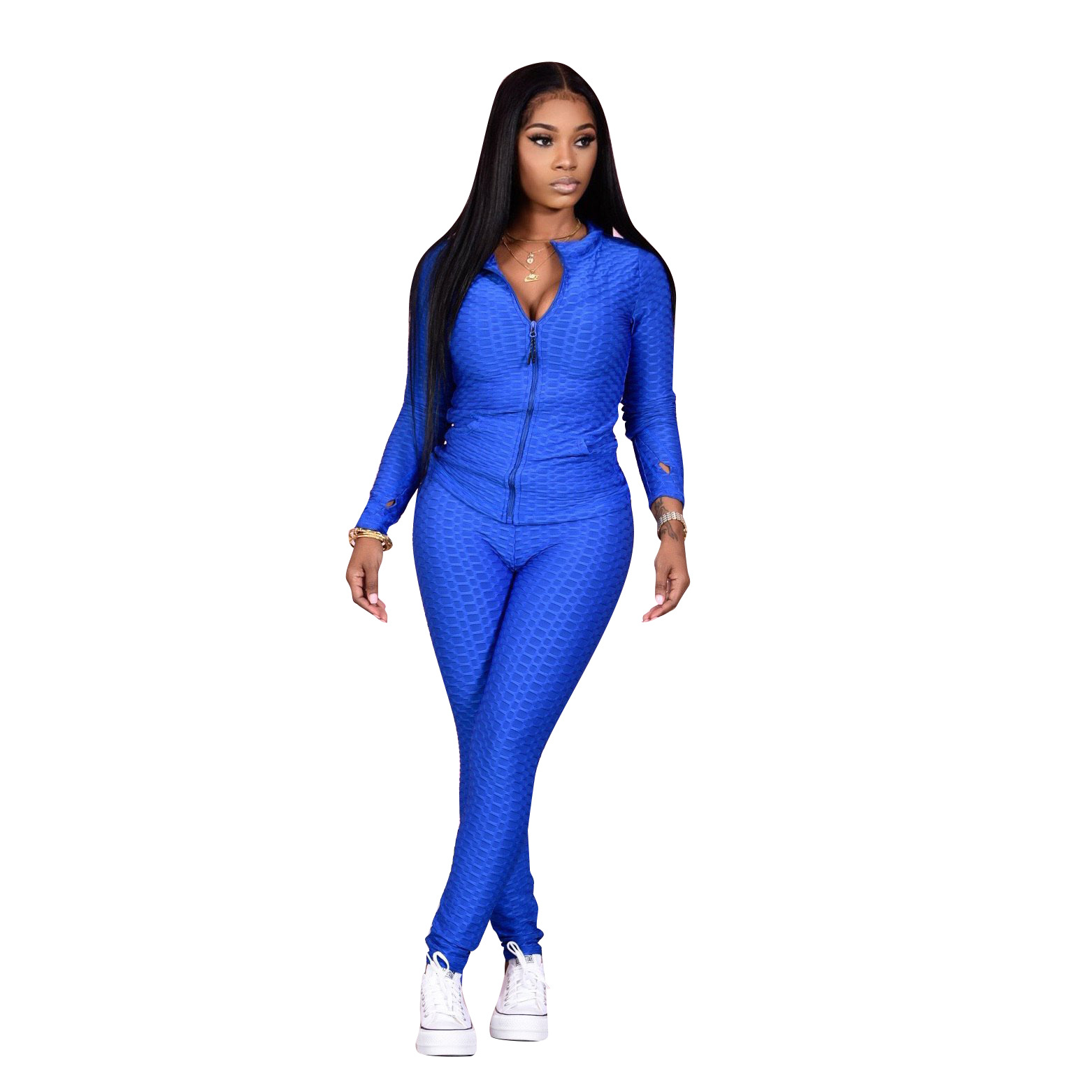 Scale Pattern Bubble Jacquard Leisure Sports Suit