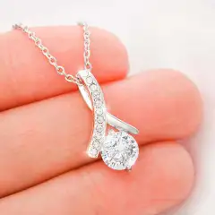 Herringbone Pendant Necklace - Silver - View 1