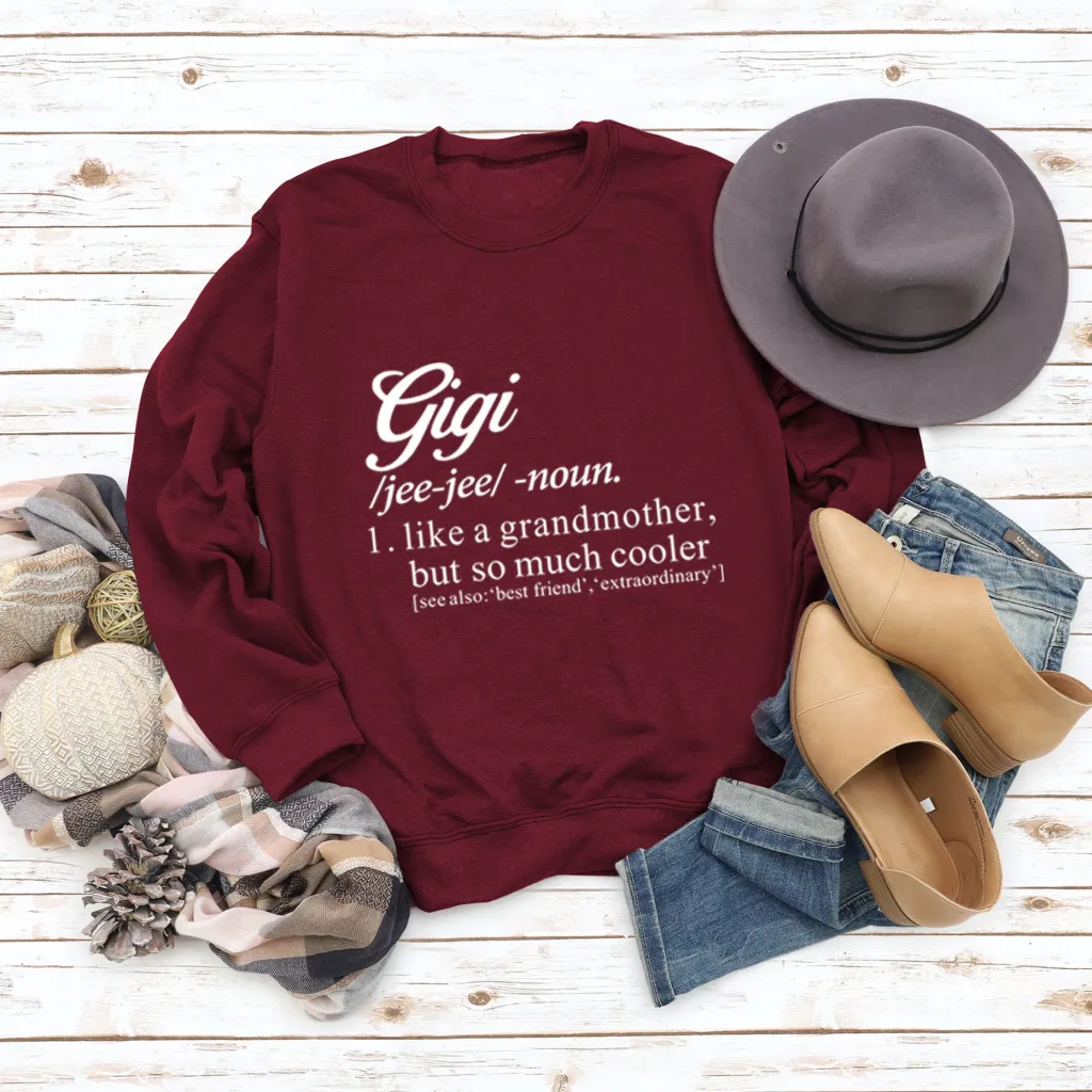 Round Neck European And American Letters Women's Large Size Long Sleeve Sweater - Wine