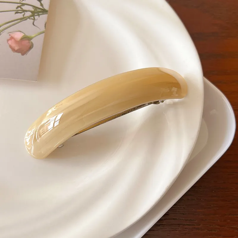 Elegant Acetate Hairpin Women's Summer Back Head Bandeau Clip - Milk Brown