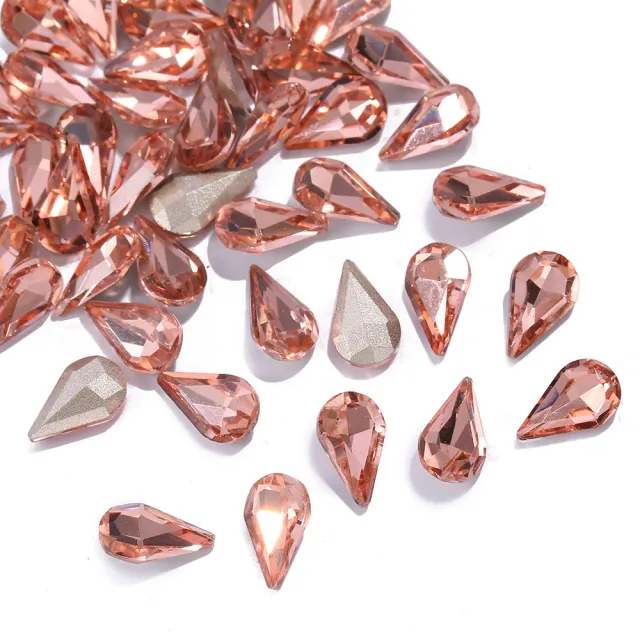 New Water Drop Pointed Bottom Transparent Manicure Jewelry DIY Clothing Phone Case Diamond Decorations Nail Patch Nail Ornament F1 01 Bright Pink - Shop at LoveMi