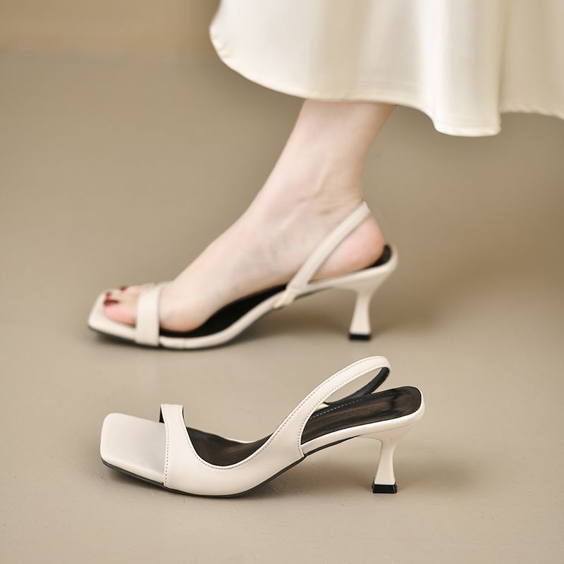 Square-toe Lightweight High-heeled Sandals