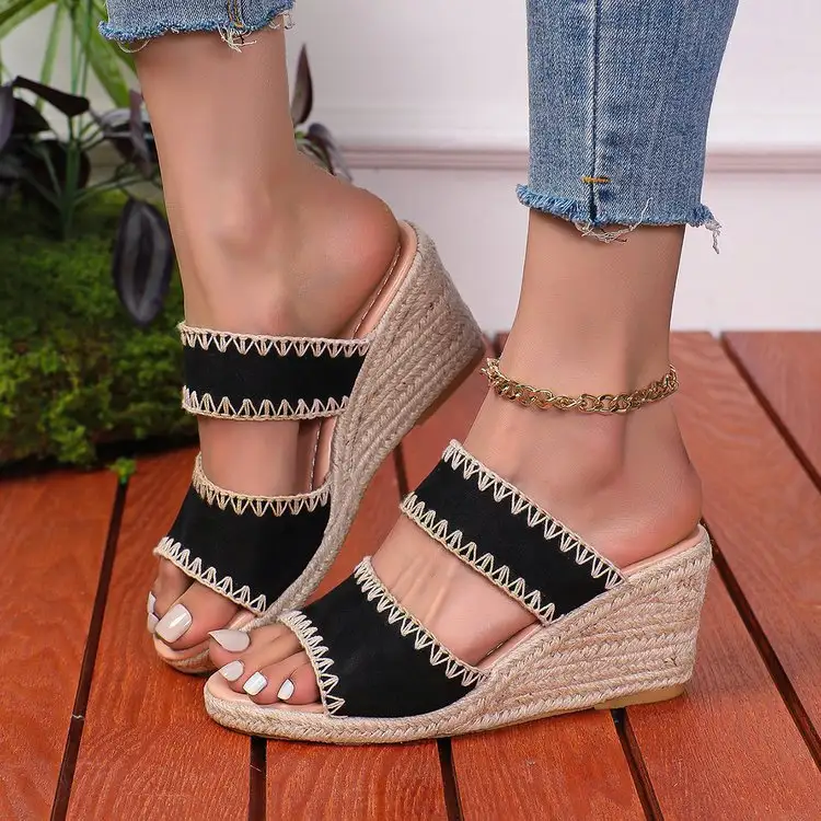 Hemp Rope Retro Fashion Plus Size Women's Slippers