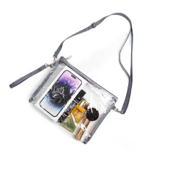 Transparent Crossbody Bag Wallet Travel Handbag - Grey - View 1