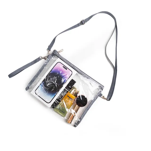 Transparent Crossbody Bag Wallet Travel Handbag Gray - Shop at LoveMi