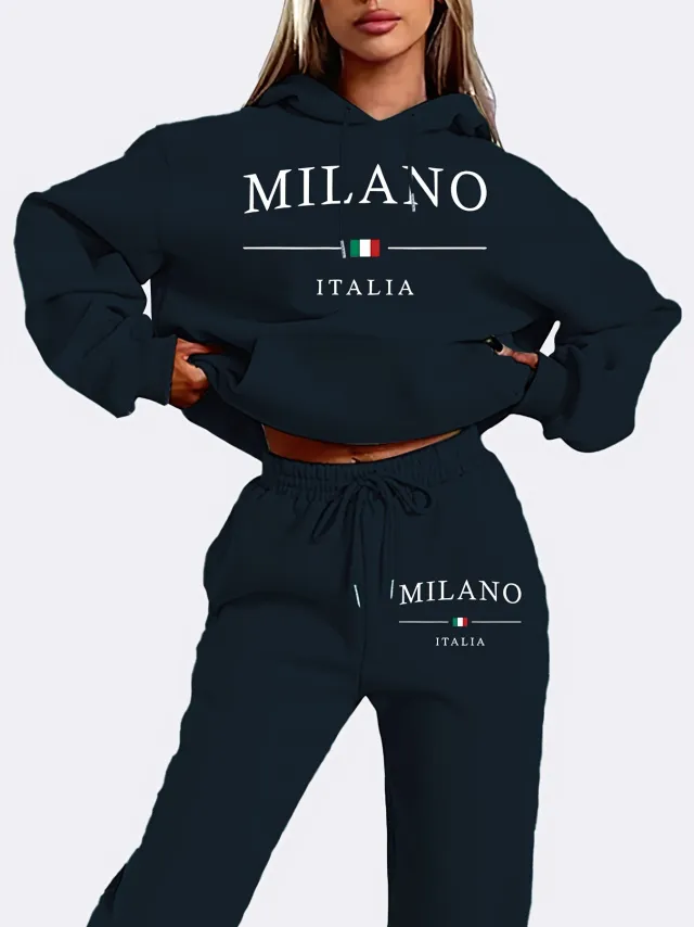 Trendy Plus Size Fleece lined Sweater Suit Navy - Shop at LoveMi