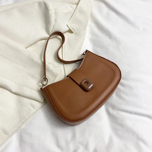 Simple Solid Color Temperament Leisure Textured Shoulder Bag For Women Red - Shop at LoveMi