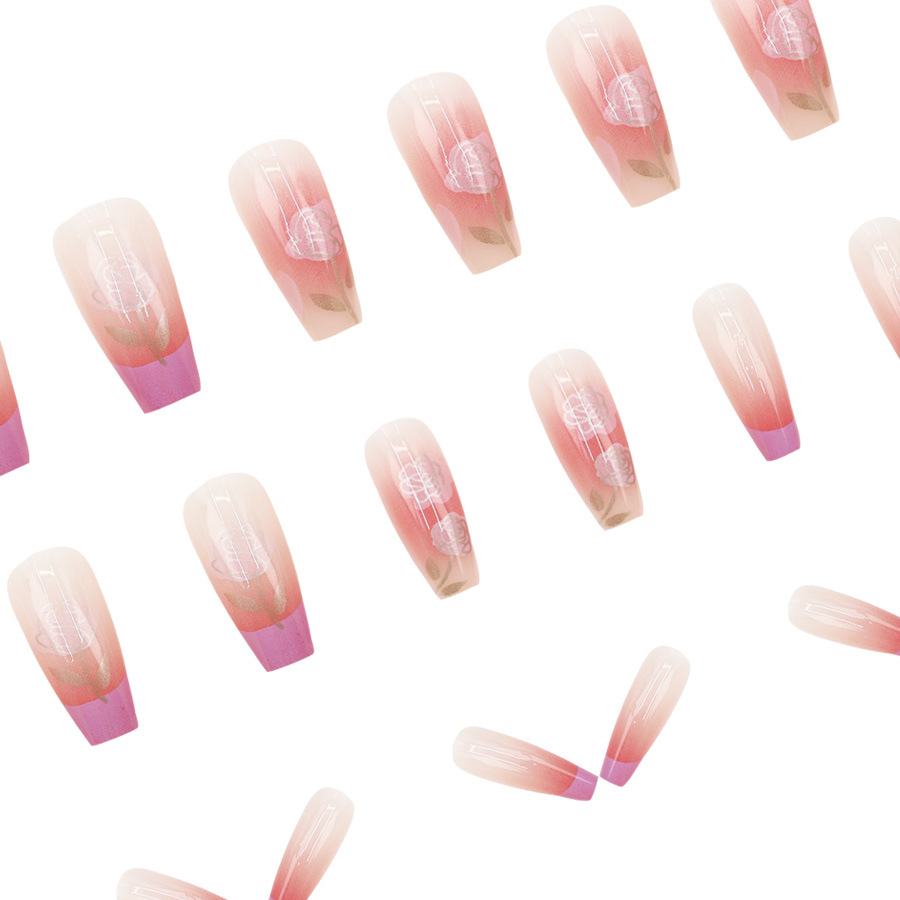 High-grade Nude Pure Desire Girl Heart Violet Red Wear Nail 24 Pieces 3