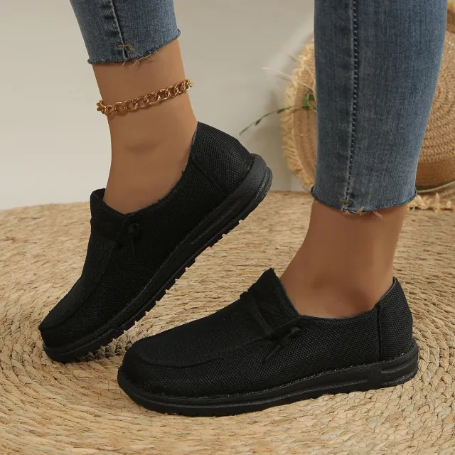 Women's Casual Lace Up Flat Plus Size Slip on Loafers Black - Shop at LoveMi