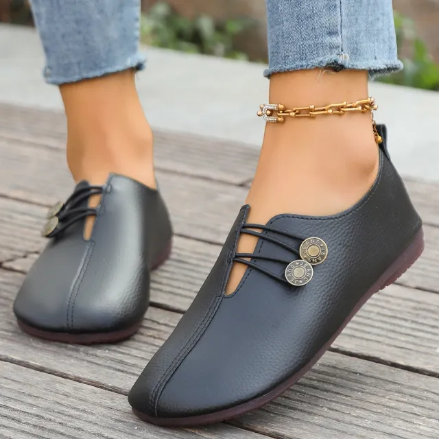 New Soft Leather Casual Autumn Low cut Simple Plus Size Women's Shoes Black - Shop at LoveMi