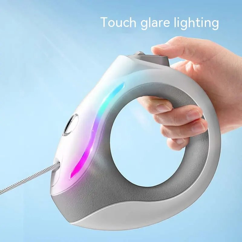 Ring with Light Dog Leash Pet Automatic Retractable Luminous