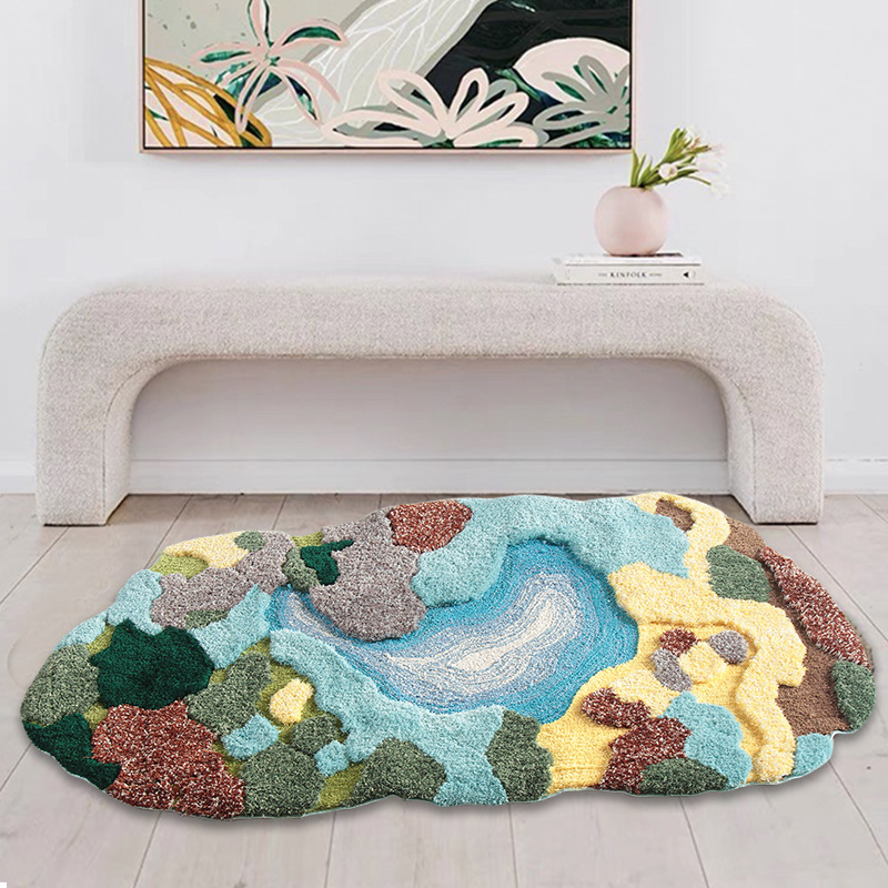 Title 1, Light Luxury Flocking Carpet Moss Shaped Carpet