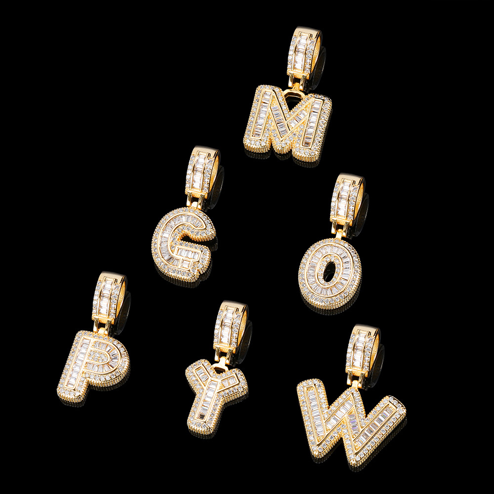 Hip Hop Rock Candy Letter Pendant Zircon Necklace Personality Ornament