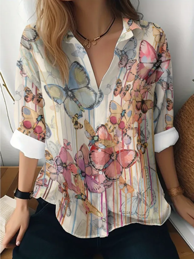 Women's 3D Printed Floral Pattern Long sleeved Shirt Wg18Jl20250707Y92 - Shop at LoveMi