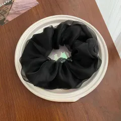 Women's Solid Colour Organza Double-layer Hair Ring - Black - View 1