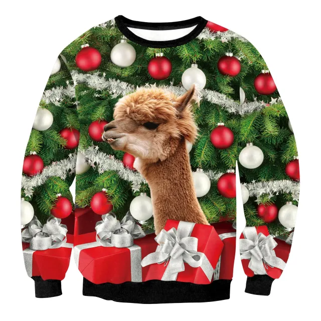 Fashion Casual Christmas Clothing Deer Head Digital Printing Top Picture Color S - Shop at LoveMi