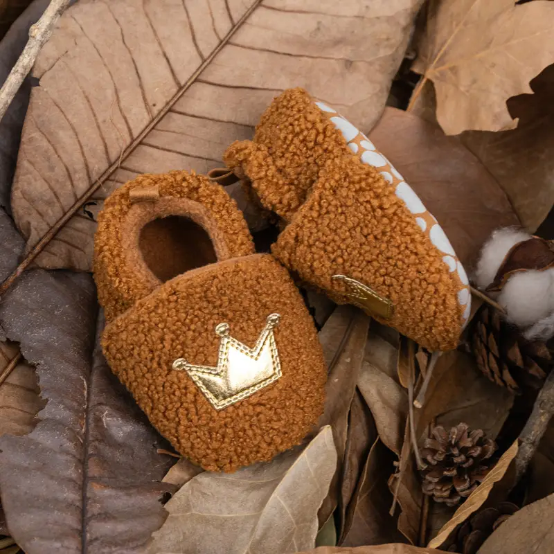 Plush Warm With Velvet Soft Bottom Crown Toddler Shoes
