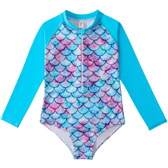 Mermaid Swimsuit Children's One piece Swimsuit Long Sleeve & Girls' Hot Spring Scale Girls' Swimsuit Yy144 150Cm - Shop at LoveMi