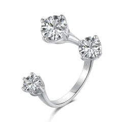 S925 Sterling Silver Personality Design Zircon Inlaid Special-interest Open Ring - Platinum Dy120613Swwh - View 1