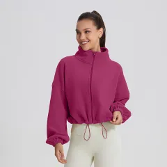 Warm Sports Thickening Loose Lapel Slimming Casual Sweatshirt - Grape Purple - View 1