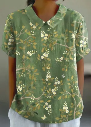 Digital Printing Loose Casual Women's T shirt Polo Shirt 9Style - Shop at LoveMi