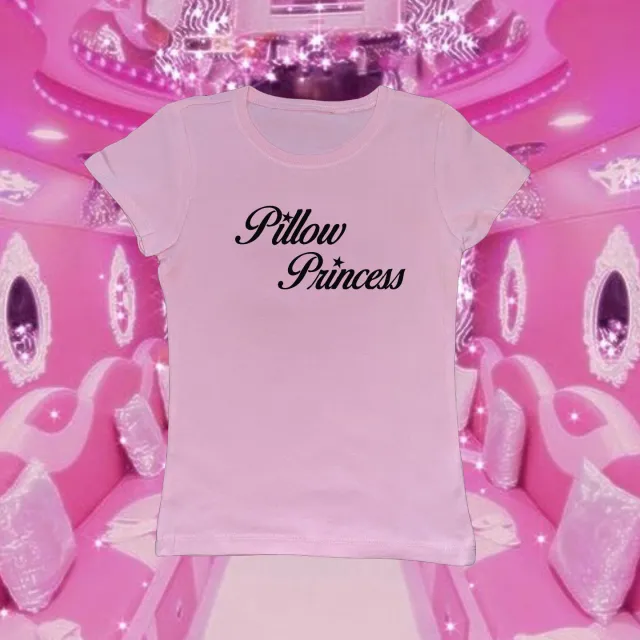 Punk Letter Print Cute Cropped Women's Short Sleeve Pink - Shop at LoveMi