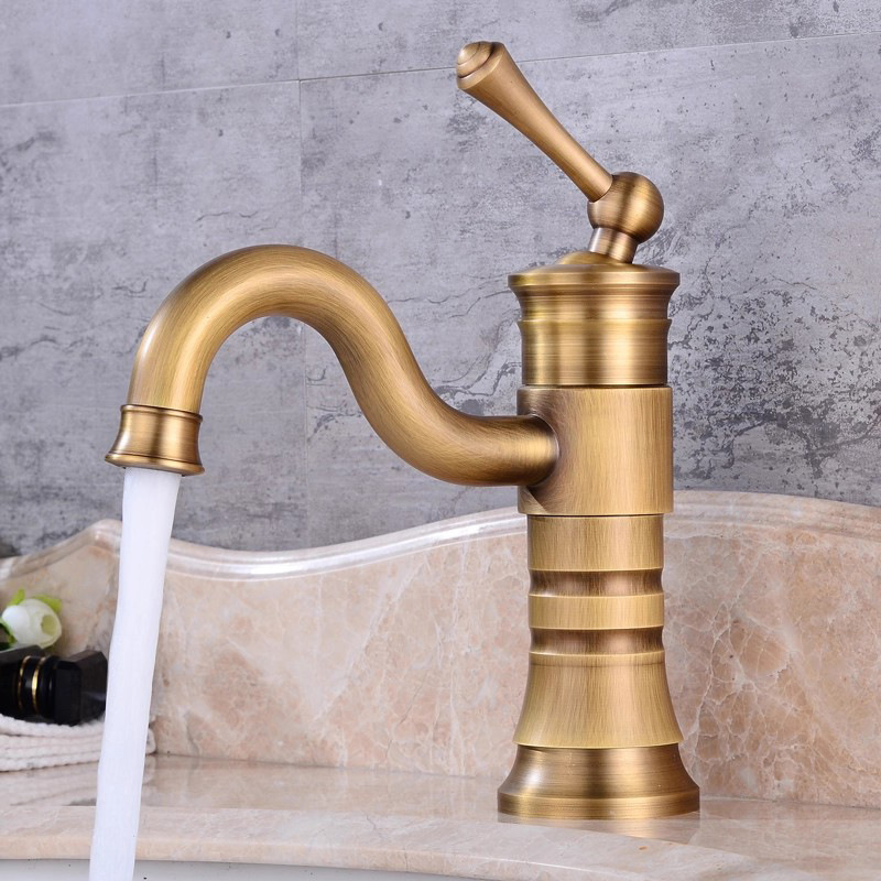 All-Copper Retro European-Style Tall Single-Hole Hot And Cold Water Faucet
