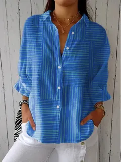 Women's Creative Fashion 3D Printing Lapel Casual Shirt - 1224441 Sx2624-L - View 1
