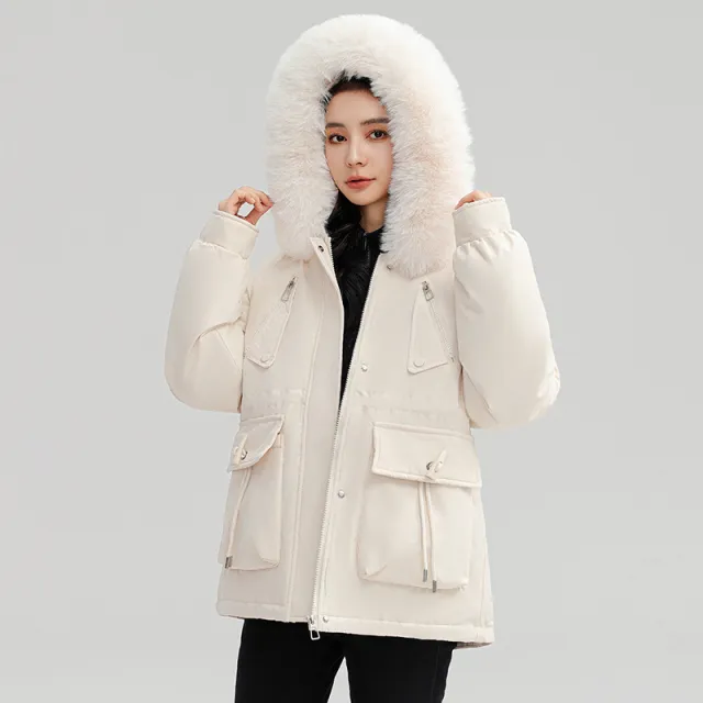 Horn Button Parka Women's Loose Beige - Shop at LoveMi