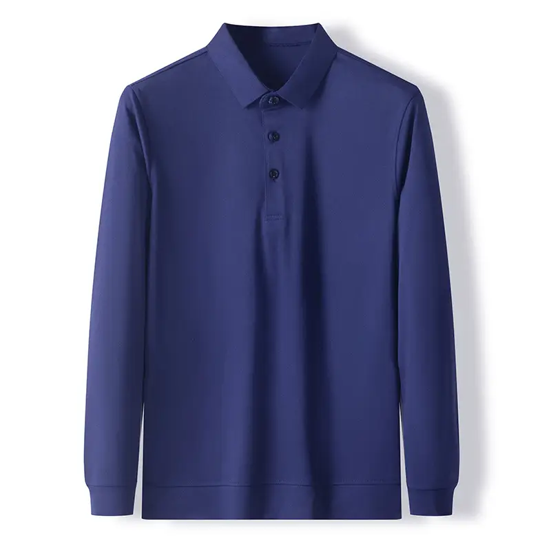 Men's Fashion Casual Polo Collar Breathable Long Sleeves T-shirt