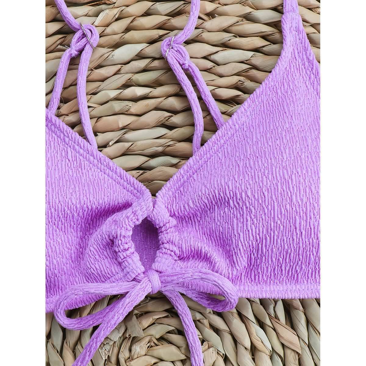 Women's Pure Color Bikini Solid Color Swimsuit With Chest Pad - Image 5