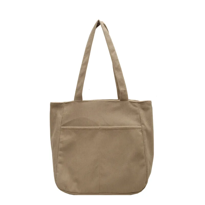 Women's Fashion Large Capacity Corduroy Shoulder Messenger Bag - Khaki