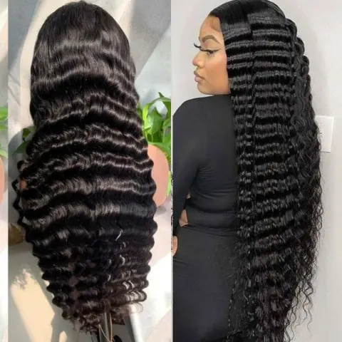Real Person Wig 13 4 Lace Deep Rolled Wavy