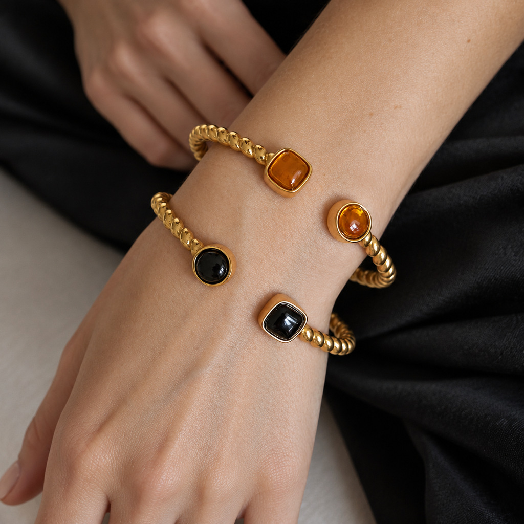 18k Gold Stainless Steel Resin Bracelet