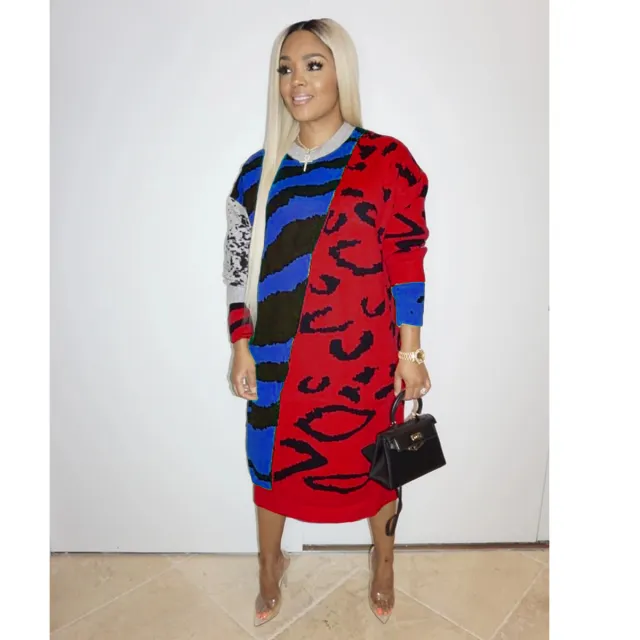 Women's Long Sleeve Dress Loose European And American Style Casual Red Blue - Shop at LoveMi