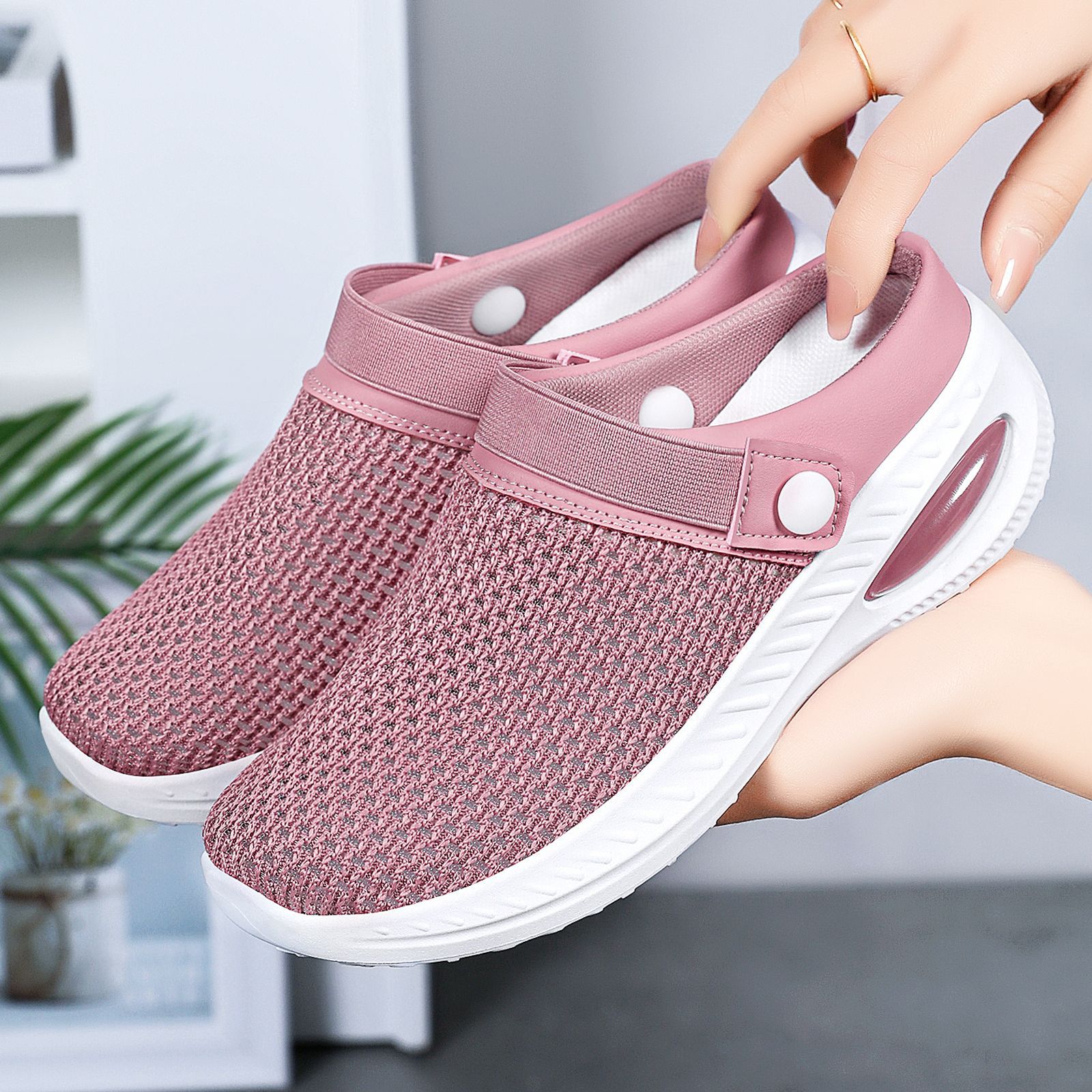 Womens Casual Flyknit Breathable Slip-on Sandals