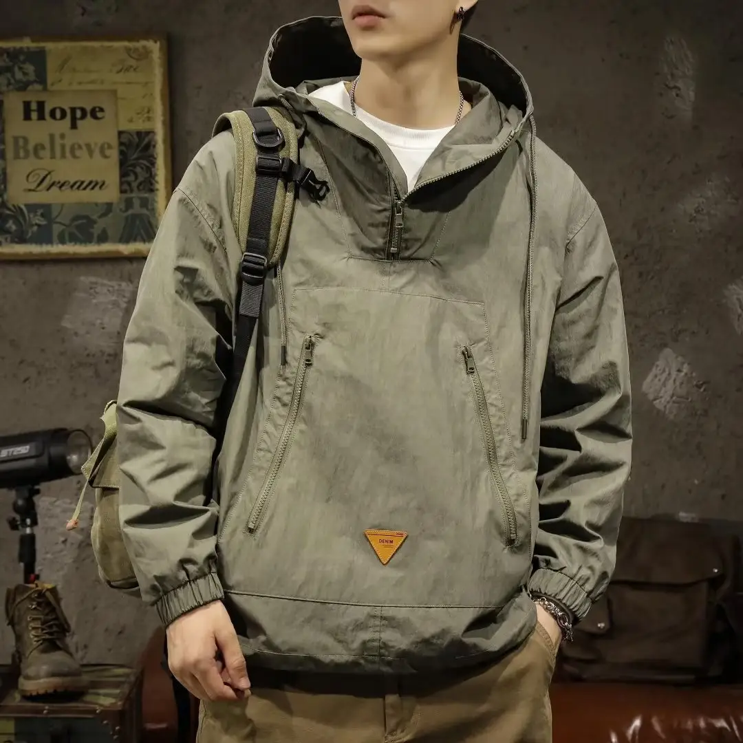 Mens Workwear Hooded Windbreaker Jacket