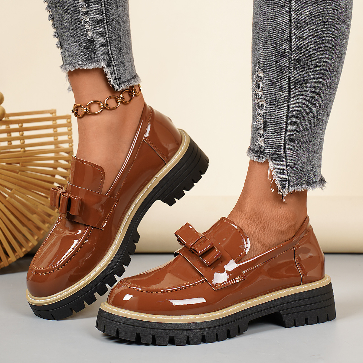 Faux Leather Platform Loafers