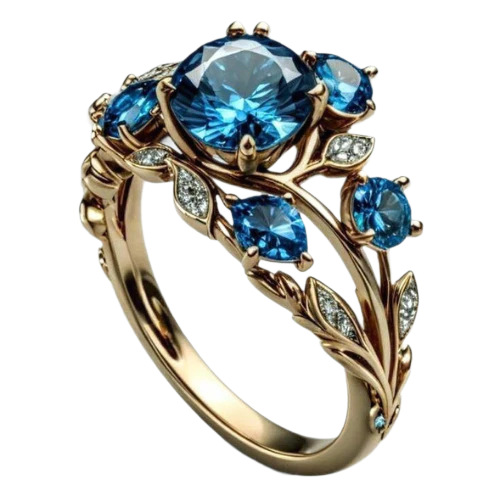 Fashionable Ocean Heart Blue Topaz Ring