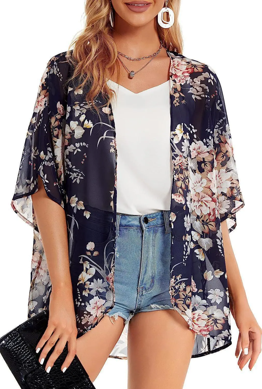 New Beach Bikini Sun Protective Blouse Vacation Chiffon Printed Cardigan - Figure 6-Xl