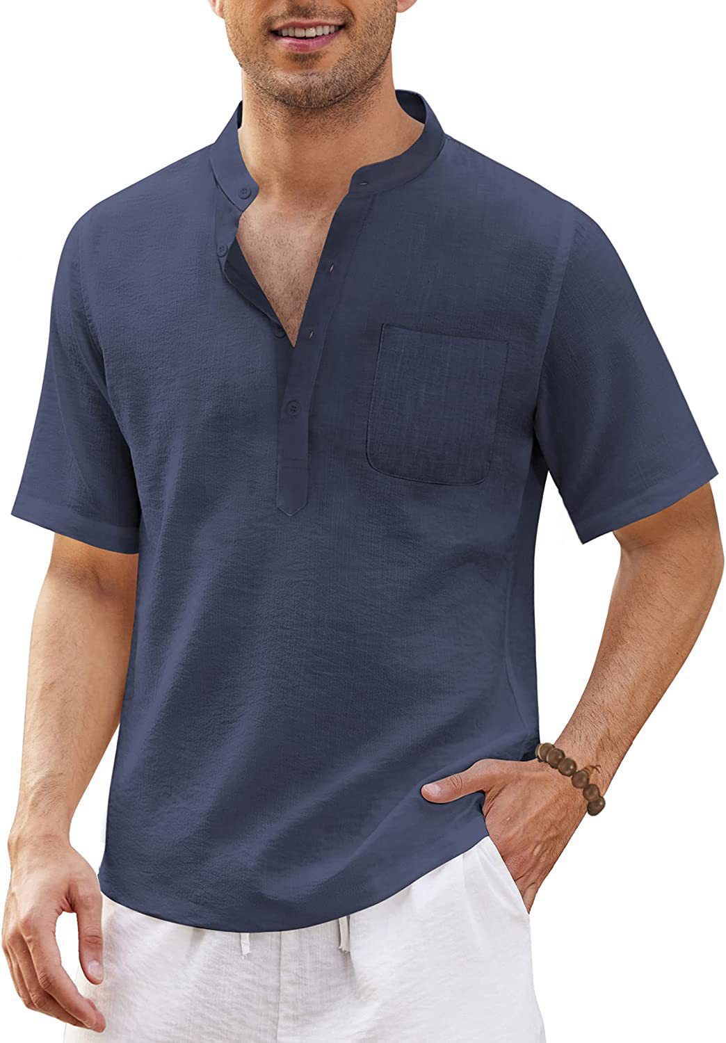 Title 7, European And American Mens Cotton And Linen Ca...