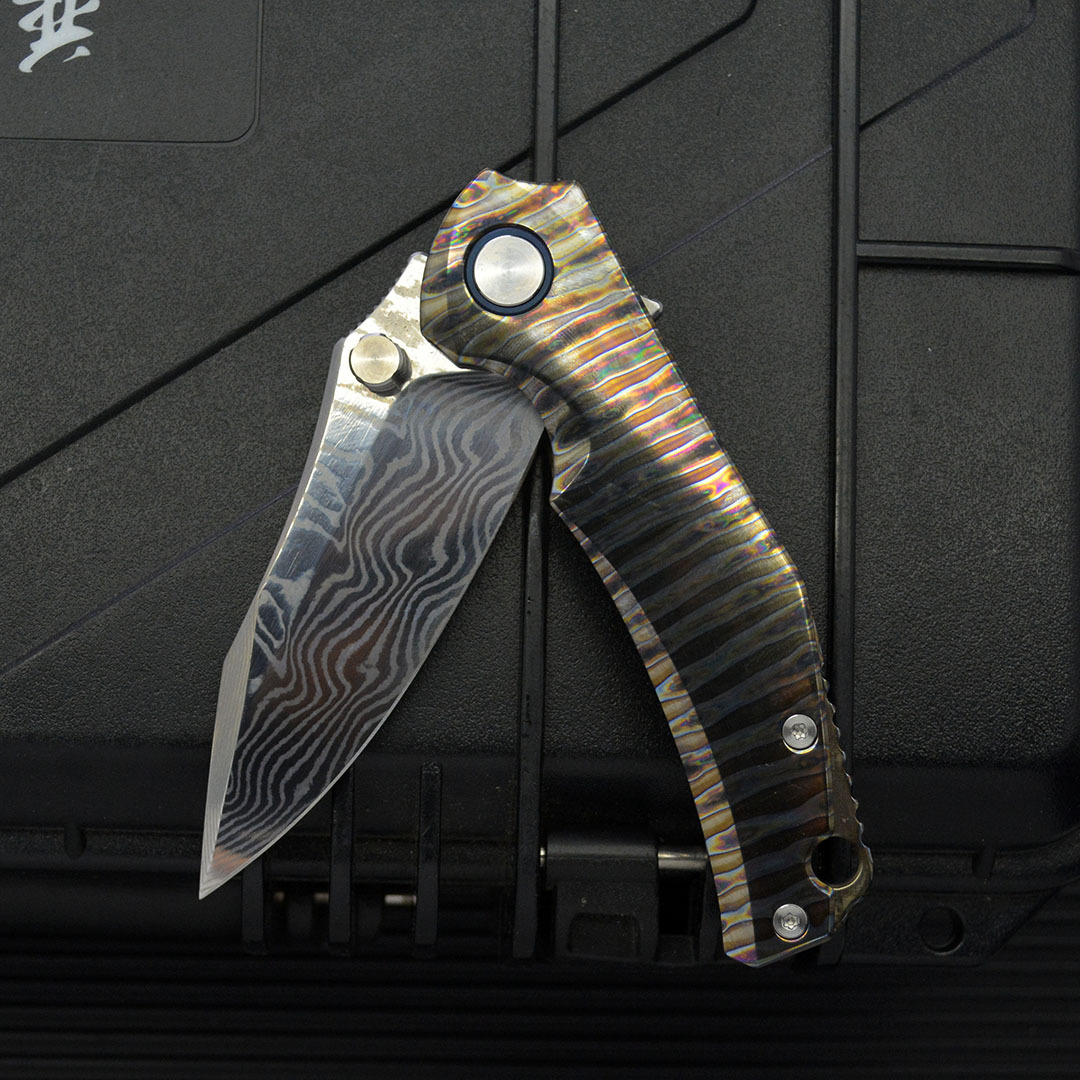 Anker Titanium Alloy Damascus Steel Outdoor Camping Folding Knife 3