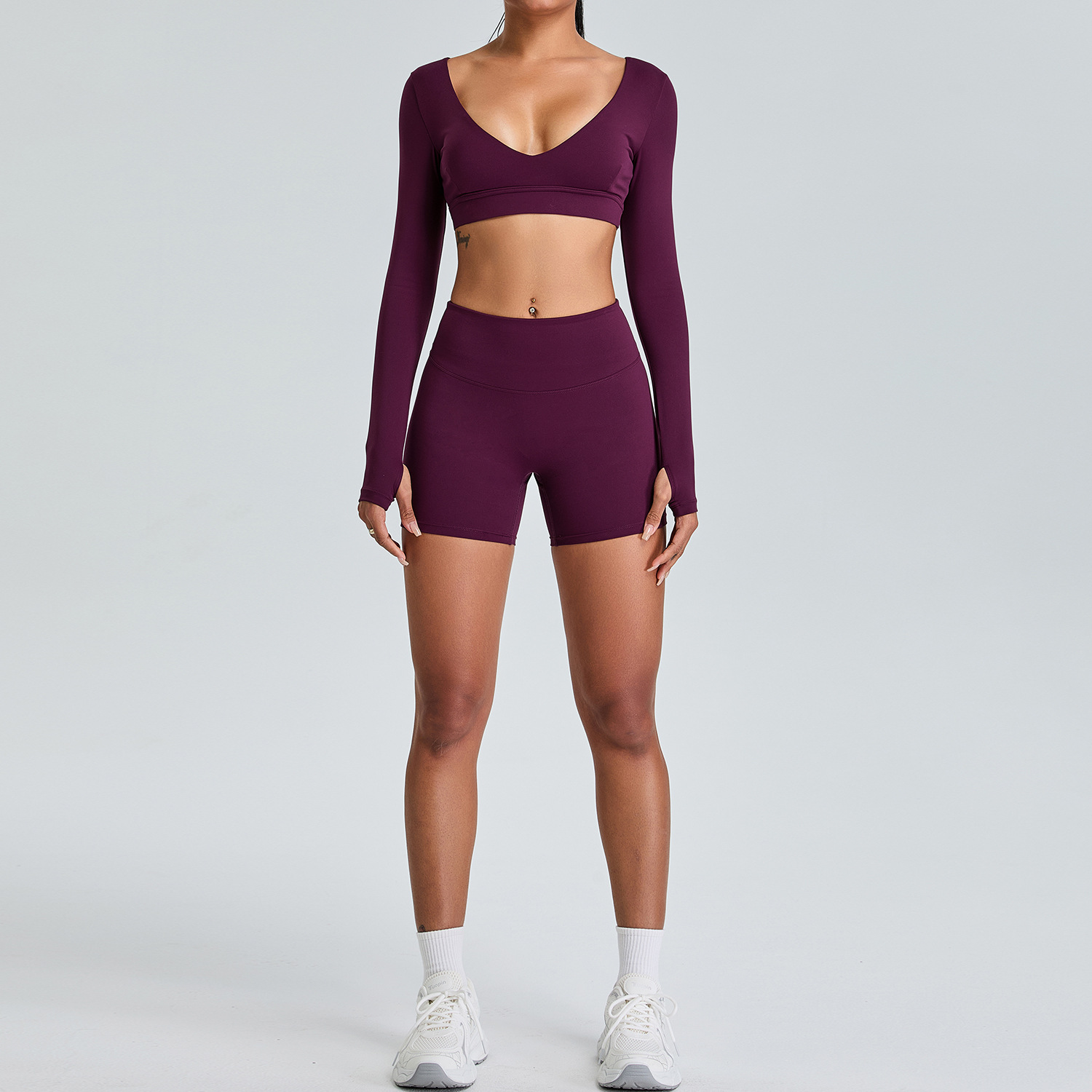 V-neck Long Sleeve Yoga Wear Suit Women's High-grade