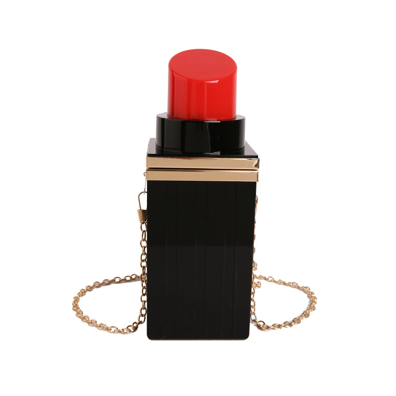Women’s Lipstick Shaped Acrylic Handbag Novelty Crossbody Purse