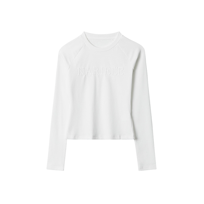 European And American Style Round Neck Letter Embroidery Design Casual All-matching Tops