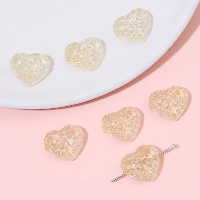 Colored Loving Heart Bowknot Glass Beads Scattered Beads Diy Handmade Yellow - Shop at LoveMi
