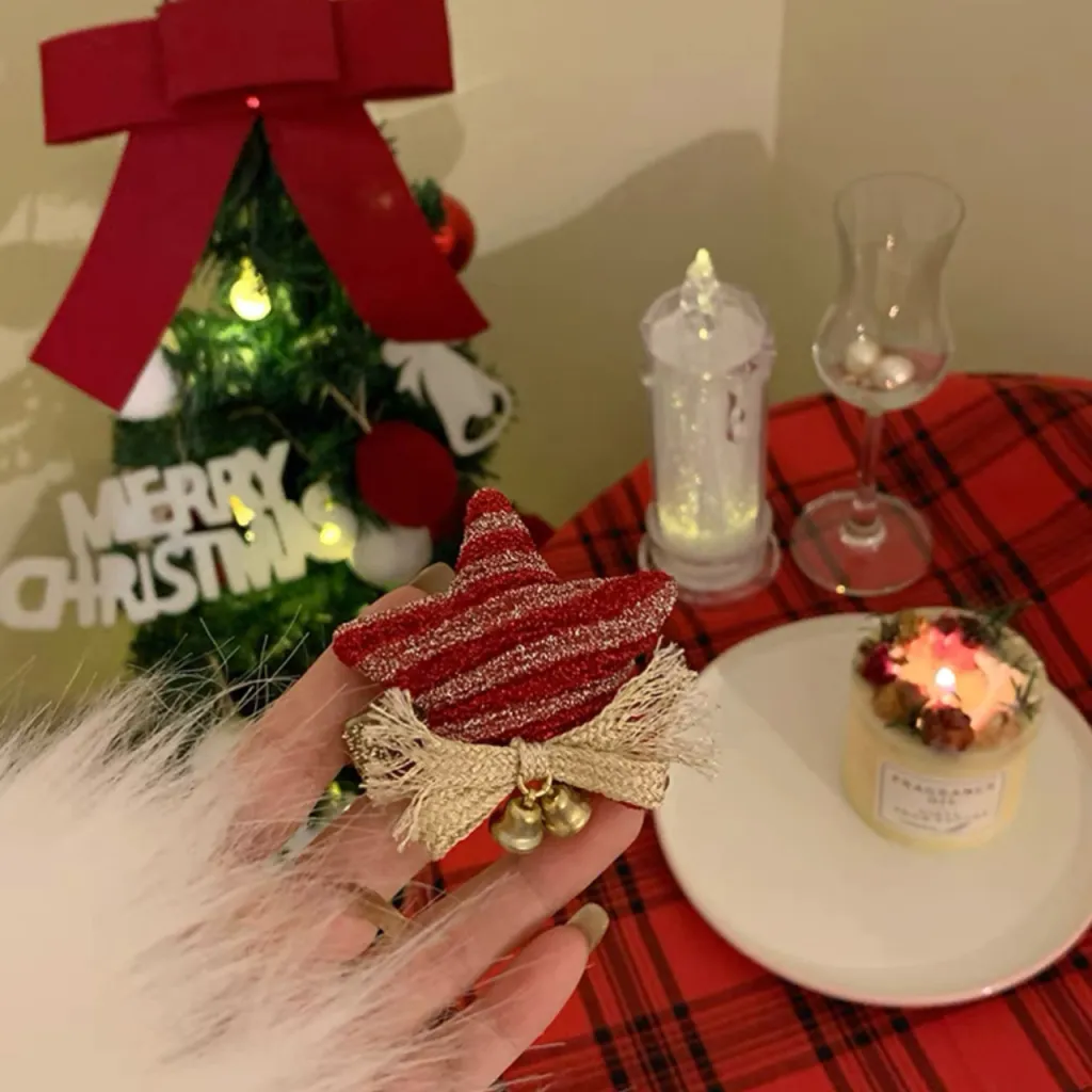 Red Cute Christmas Hat Headband Women's Plush Hair Clip Hairpin Hair Accessories Headwear - A3